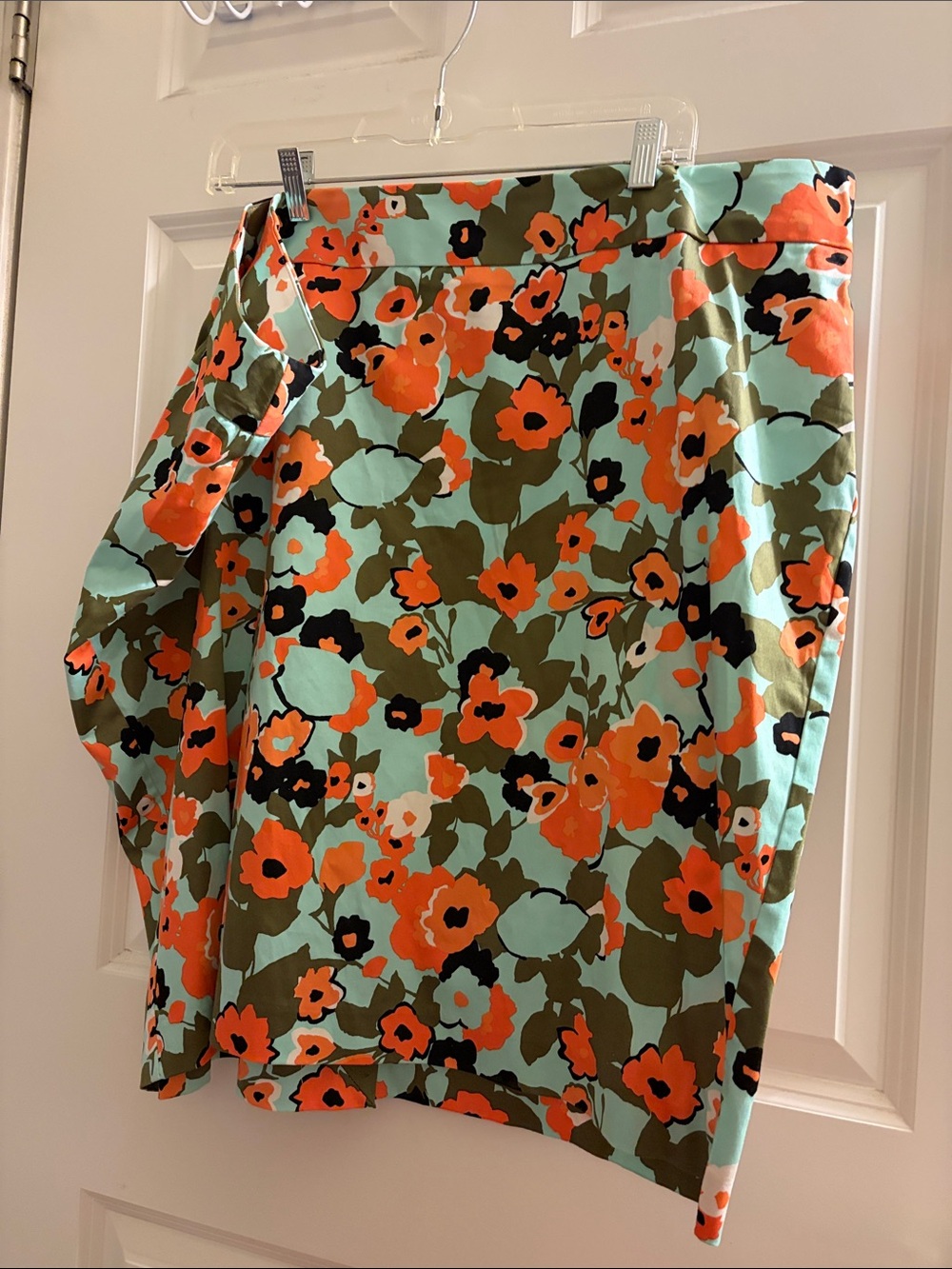 Lane Bryant Floral Pencil Skirt in Aqua, Orange, and Olive
